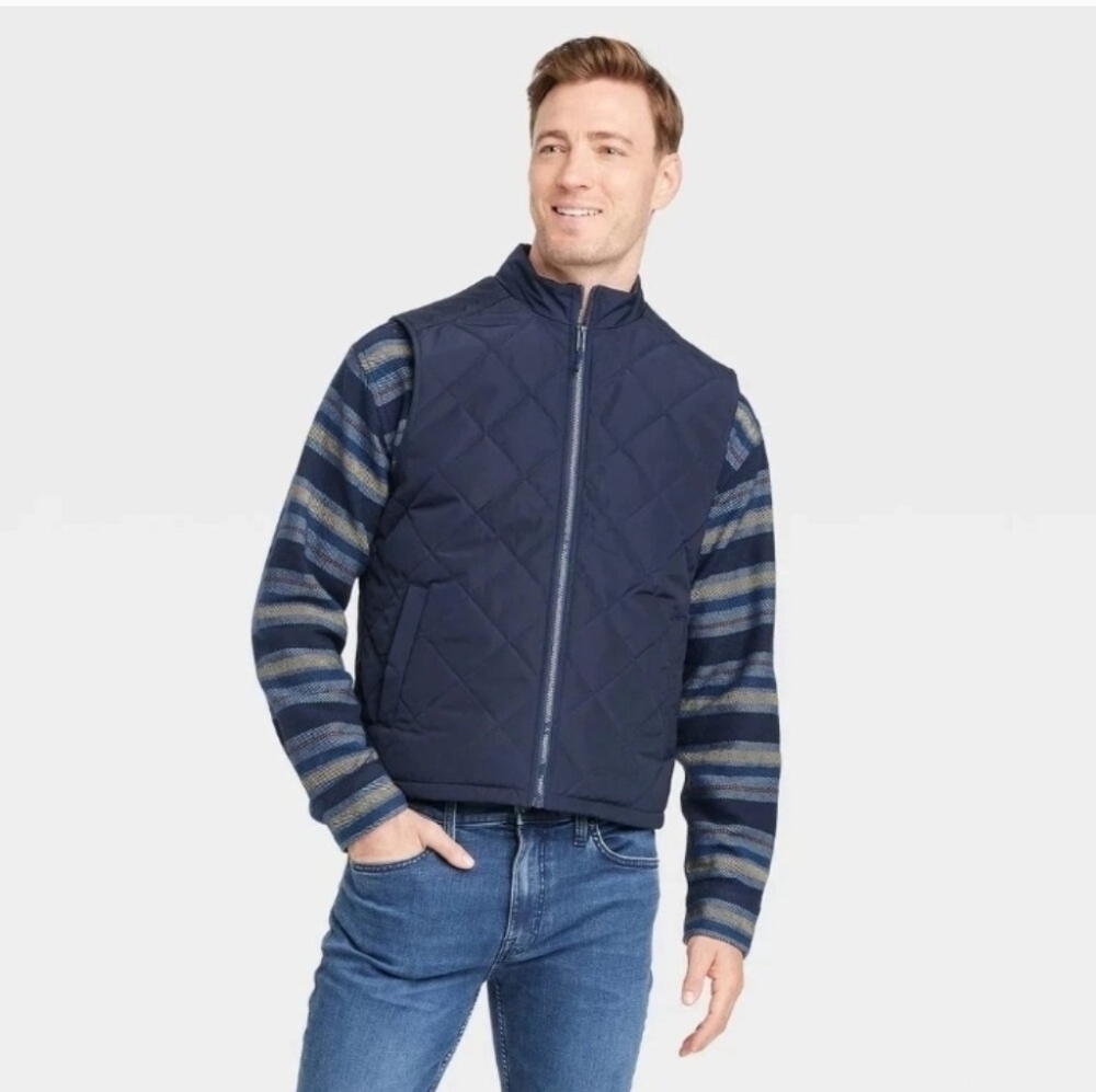 Goodfellow & Co Men's Lightweight Quilted Puffer Vest Navy Blue